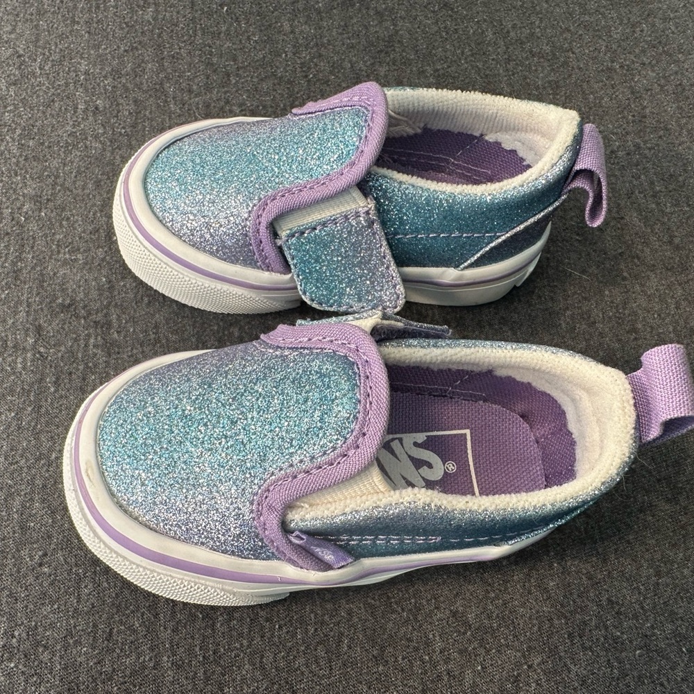 Toddler size 3 glitter Ombré slip on vans NWT - Picture 5 of 8